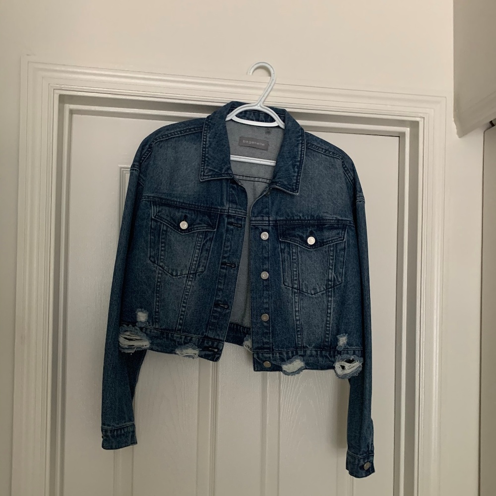 Distressed Dark Denim Jacket